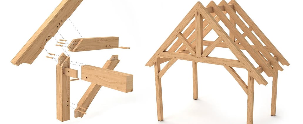 Example of timber frame construction, imaged sourced from Timberlyne Homes.